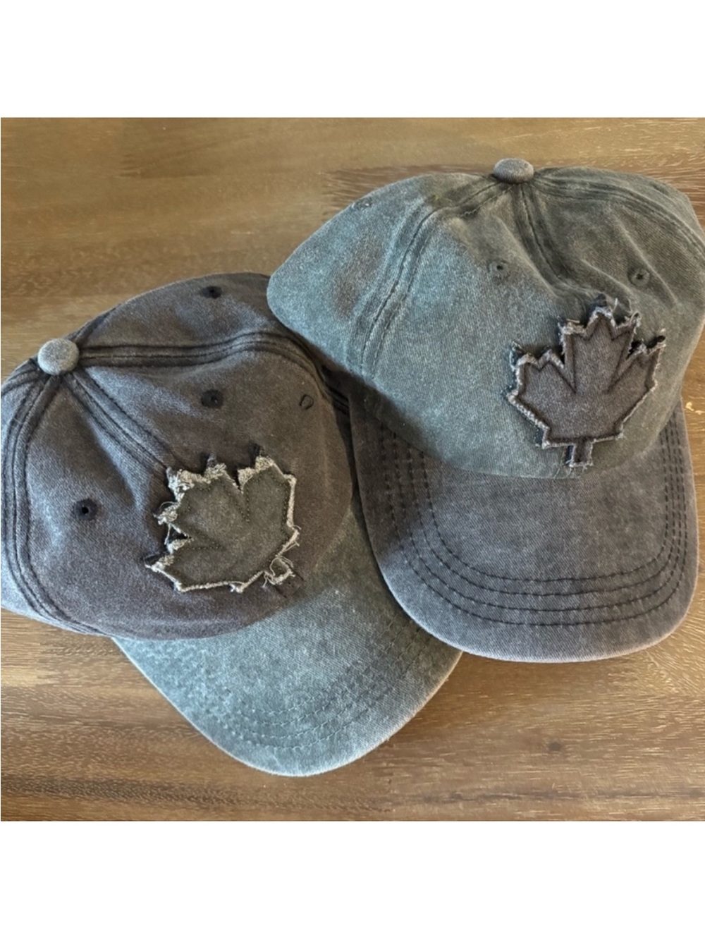 2 Vintage Distressed Canada Maple Leaf Caps